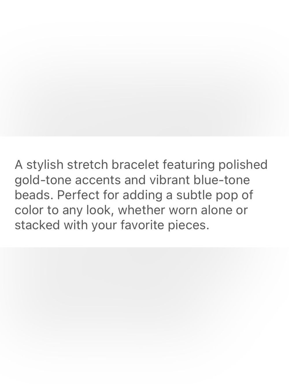 Gold Beaded Elastic Bracelet with Turquoise Blue Round Beads - Picture 2 of 2